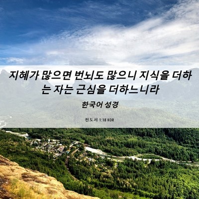Picture 06 - 전도서 1:18 KOR - 지혜가 많으면 번뇌도 많으니 지식을 - Bible Verse Picture