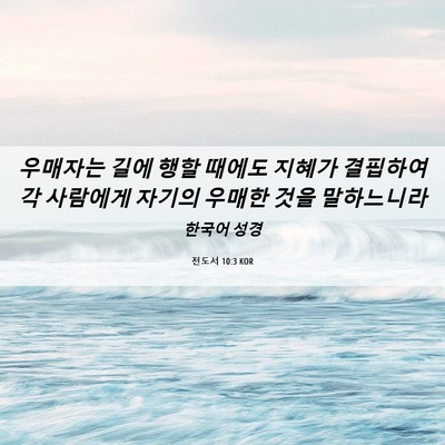 Picture 06 - 전도서 10:3 KOR - 우매자는 길에 행할 때에도 지혜가 - Bible Verse Picture