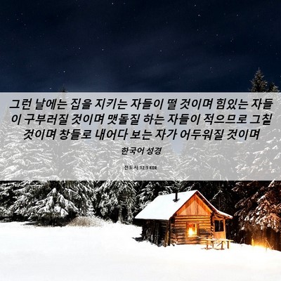 Picture 06 - 전도서 12:3 KOR - 그런 날에는 집을 지키는 자들이 떨 - Bible Verse Picture