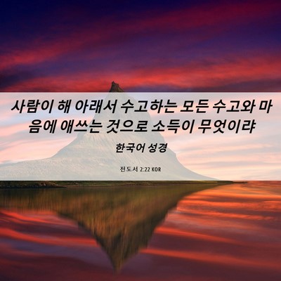 Picture 06 - 전도서 2:22 KOR - 사람이 해 아래서 수고하는 모든 - Bible Verse Picture