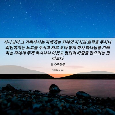 Picture 06 - 전도서 2:26 KOR - 하나님이 그 기뻐하시는 자에게는 - Bible Verse Picture