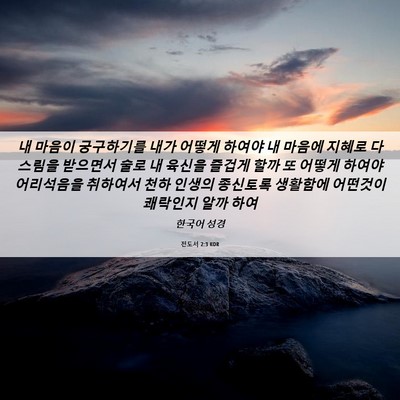 Picture 06 - 전도서 2:3 KOR - 내 마음이 궁구하기를 내가 어떻게 - Bible Verse Picture
