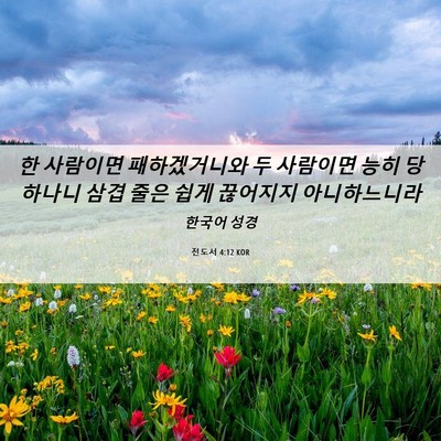 Picture 06 - 전도서 4:12 KOR - 한 사람이면 패하겠거니와 두 - Bible Verse Picture
