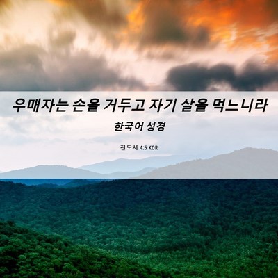 Picture 06 - 전도서 4:5 KOR - 우매자는 손을 거두고 자기 살을 - Bible Verse Picture