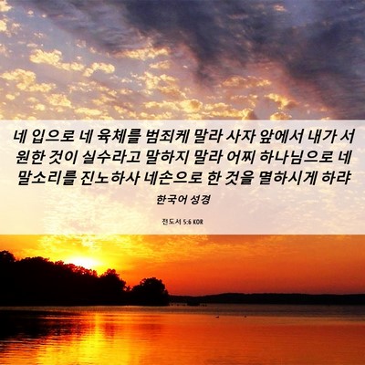 Picture 06 - 전도서 5:6 KOR - 네 입으로 네 육체를 범죄케 말라 - Bible Verse Picture
