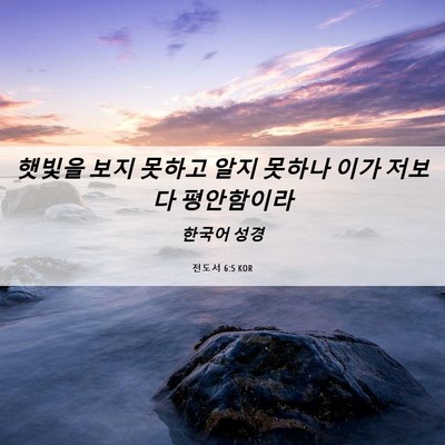 Picture 06 - 전도서 6:5 KOR - 햇빛을 보지 못하고 알지 못하나 - Bible Verse Picture