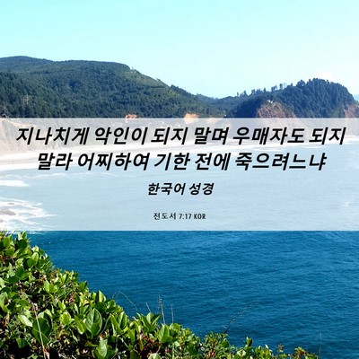 Picture 06 - 전도서 7:17 KOR - 지나치게 악인이 되지 말며 우매자도 - Bible Verse Picture
