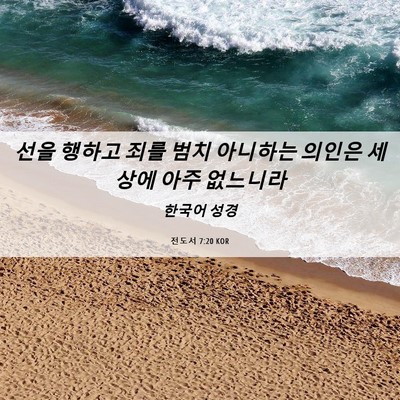 Picture 06 - 전도서 7:20 KOR - 선을 행하고 죄를 범치 아니하는 - Bible Verse Picture
