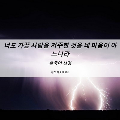 Picture 06 - 전도서 7:22 KOR - 너도 가끔 사람을 저주한 것을 네 - Bible Verse Picture