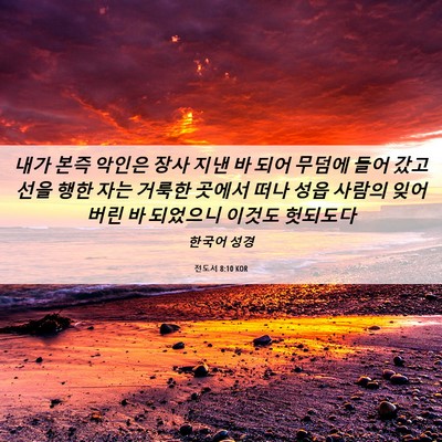 Picture 06 - 전도서 8:10 KOR - 내가 본즉 악인은 장사 지낸 바 되어 - Bible Verse Picture
