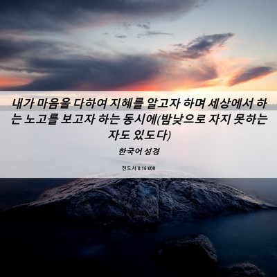 Picture 06 - 전도서 8:16 KOR - 내가 마음을 다하여 지혜를 알고자 - Bible Verse Picture