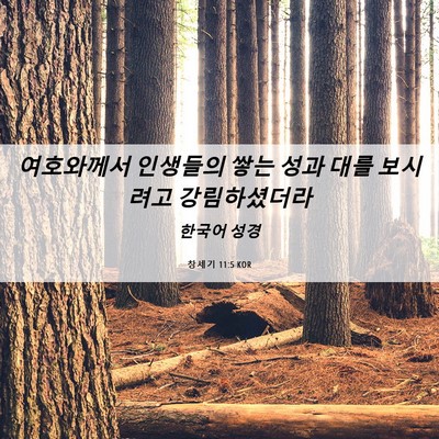 Picture 06 - 창세기 11:5 KOR - 여호와께서 인생들의 쌓는 성과 대를 - Bible Verse Picture