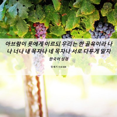 Picture 06 - 창세기 13:8 KOR - 아브람이 롯에게 이르되 우리는 한 - Bible Verse Picture