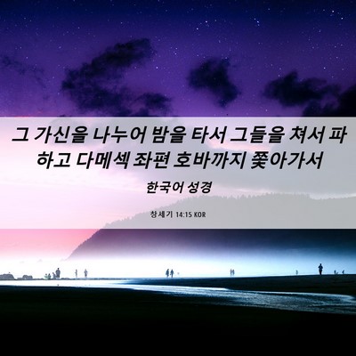 Picture 06 - 창세기 14:15 KOR - 그 가신을 나누어 밤을 타서 그들을 - Bible Verse Picture