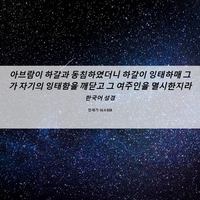 Picture 06 - 창세기 16:4 KOR - 아브람이 하갈과 동침하였더니 - Bible Verse Picture
