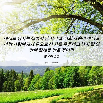 Picture 06 - 창세기 17:12 KOR - 대대로 남자는 집에서 난 자나 혹 - Bible Verse Picture