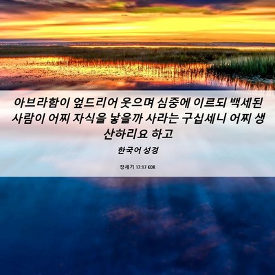 Picture 06 - 창세기 17:17 KOR - 아브라함이 엎드리어 웃으며 심중에 - Bible Verse Picture