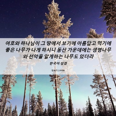 Picture 06 - 창세기 2:9 KOR - 여호와 하나님이 그 땅에서 보기에 - Bible Verse Picture