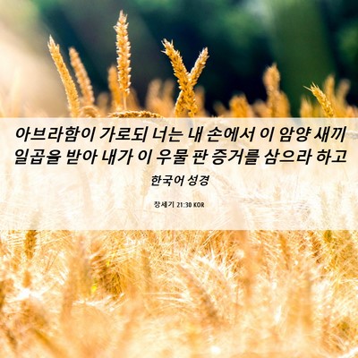 Picture 06 - 창세기 21:30 KOR - 아브라함이 가로되 너는 내 손에서 - Bible Verse Picture