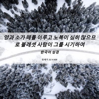Picture 06 - 창세기 26:14 KOR - 양과 소가 떼를 이루고 노복이 심히 - Bible Verse Picture