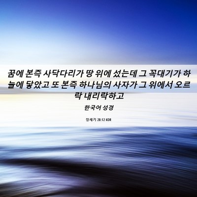 Picture 06 - 창세기 28:12 KOR - 꿈에 본즉 사닥다리가 땅 위에 - Bible Verse Picture