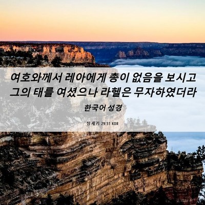 Picture 06 - 창세기 29:31 KOR - 여호와께서 레아에게 총이 없음을 - Bible Verse Picture