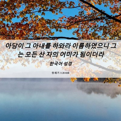 Picture 06 - 창세기 3:20 KOR - 아담이 그 아내를 하와라 - Bible Verse Picture