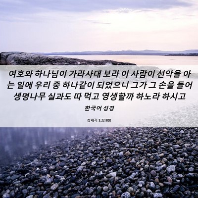 Picture 06 - 창세기 3:22 KOR - 여호와 하나님이 가라사대 보라 이 - Bible Verse Picture