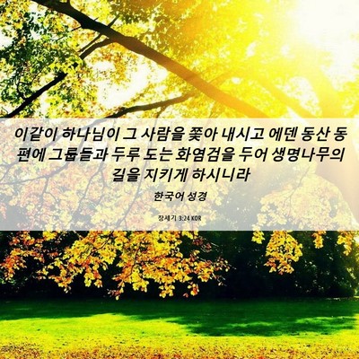 Picture 06 - 창세기 3:24 KOR - 이같이 하나님이 그 사람을 쫓아 - Bible Verse Picture