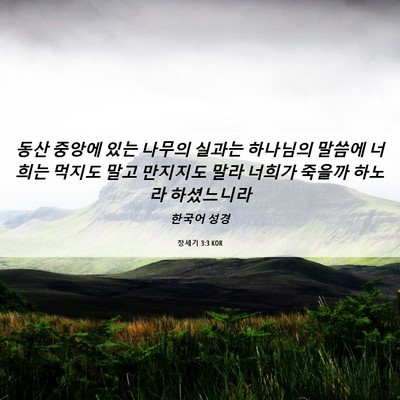 Picture 06 - 창세기 3:3 KOR - 동산 중앙에 있는 나무의 실과는 - Bible Verse Picture