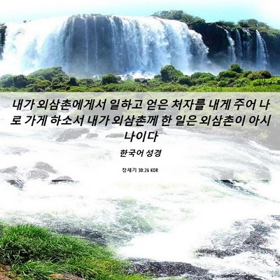 Picture 06 - 창세기 30:26 KOR - 내가 외삼촌에게서 일하고 얻은 - Bible Verse Picture