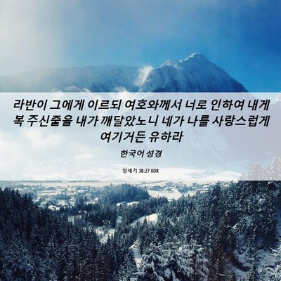 Picture 06 - 창세기 30:27 KOR - 라반이 그에게 이르되 여호와께서 - Bible Verse Picture