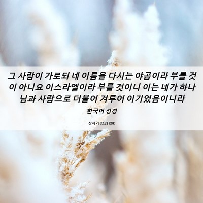 Picture 06 - 창세기 32:28 KOR - 그 사람이 가로되 네 이름을 다시는 - Bible Verse Picture