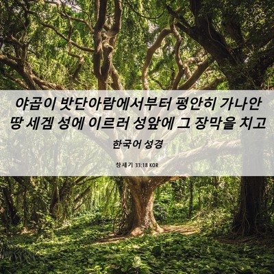 Picture 06 - 창세기 33:18 KOR - 야곱이 밧단아람에서부터 평안히 - Bible Verse Picture