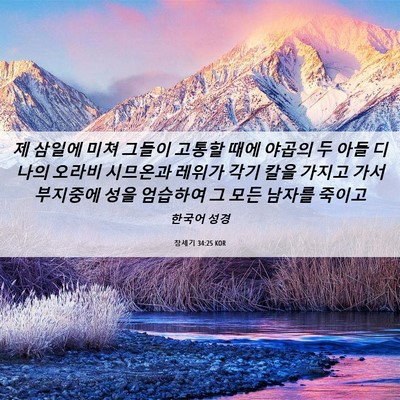 Picture 06 - 창세기 34:25 KOR - 제 삼일에 미쳐 그들이 고통할 때에 - Bible Verse Picture