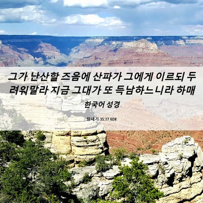 Picture 06 - 창세기 35:17 KOR - 그가 난산할 즈음에 산파가 그에게 - Bible Verse Picture