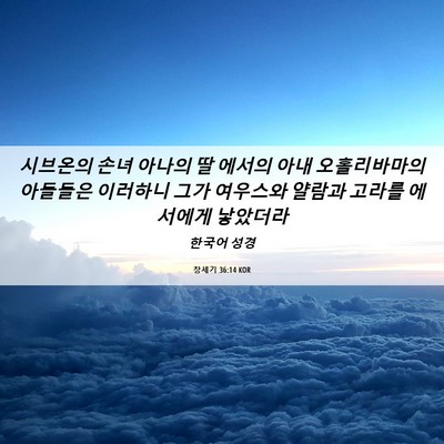 Picture 06 - 창세기 36:14 KOR - 시브온의 손녀 아나의 딸 에서의 - Bible Verse Picture