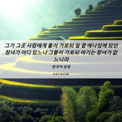 Picture 06 - 창세기 38:21 KOR - 그가 그곳 사람에게 물어 가로되 길 - Bible Verse Picture