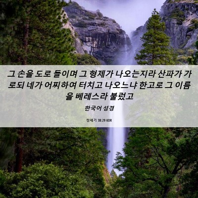 Picture 06 - 창세기 38:29 KOR - 그 손을 도로 들이며 그 형제가 - Bible Verse Picture
