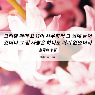 Picture 06 - 창세기 39:11 KOR - 그러할 때에 요셉이 시무하러 그 - Bible Verse Picture