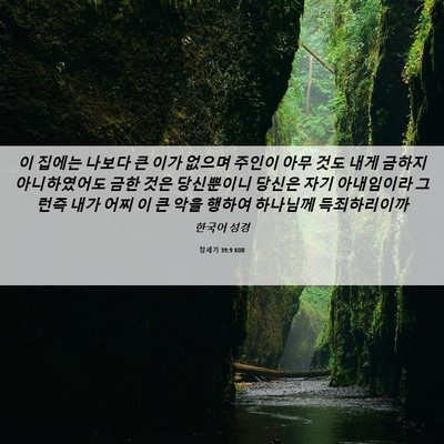 Picture 06 - 창세기 39:9 KOR - 이 집에는 나보다 큰 이가 없으며 - Bible Verse Picture