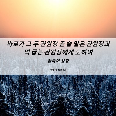 Picture 06 - 창세기 40:2 KOR - 바로가 그 두 관원장 곧 술 맡은 - Bible Verse Picture