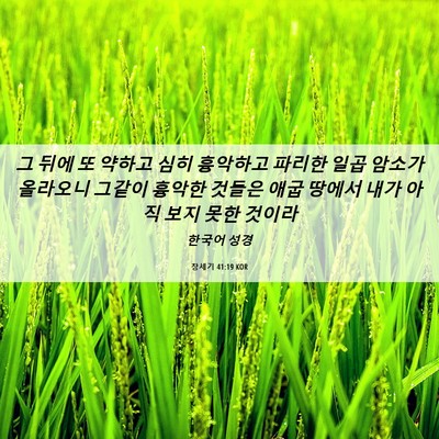 Picture 06 - 창세기 41:19 KOR - 그 뒤에 또 약하고 심히 흉악하고 - Bible Verse Picture