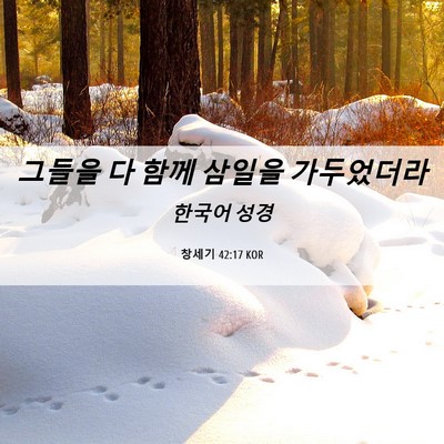 Picture 06 - 창세기 42:17 KOR - 그들을 다 함께 삼일을 - Bible Verse Picture