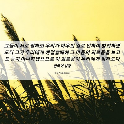 Picture 06 - 창세기 42:21 KOR - 그들이 서로 말하되 우리가 아우의 - Bible Verse Picture