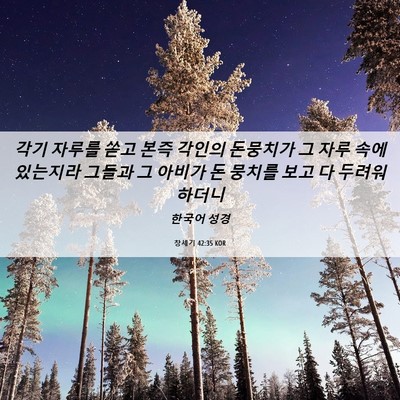 Picture 06 - 창세기 42:35 KOR - 각기 자루를 쏟고 본즉 각인의 - Bible Verse Picture