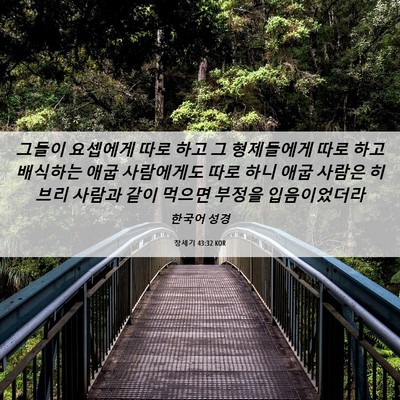 Picture 06 - 창세기 43:32 KOR - 그들이 요셉에게 따로 하고 그 - Bible Verse Picture