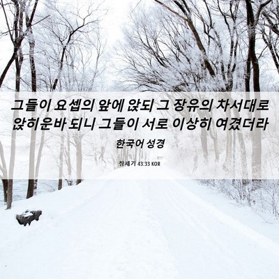 Picture 06 - 창세기 43:33 KOR - 그들이 요셉의 앞에 앉되 그 장유의 - Bible Verse Picture