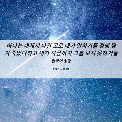 Picture 06 - 창세기 44:28 KOR - 하나는 내게서 나간 고로 내가 - Bible Verse Picture