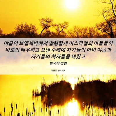 Picture 06 - 창세기 46:5 KOR - 야곱이 브엘세바에서 발행할새 - Bible Verse Picture